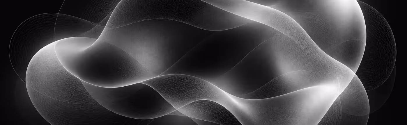 Translucent organic shape with glowing white outlines, on a black background