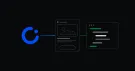 Un sigle de marque, un écran d’interface et du code, reliés par un même trait.