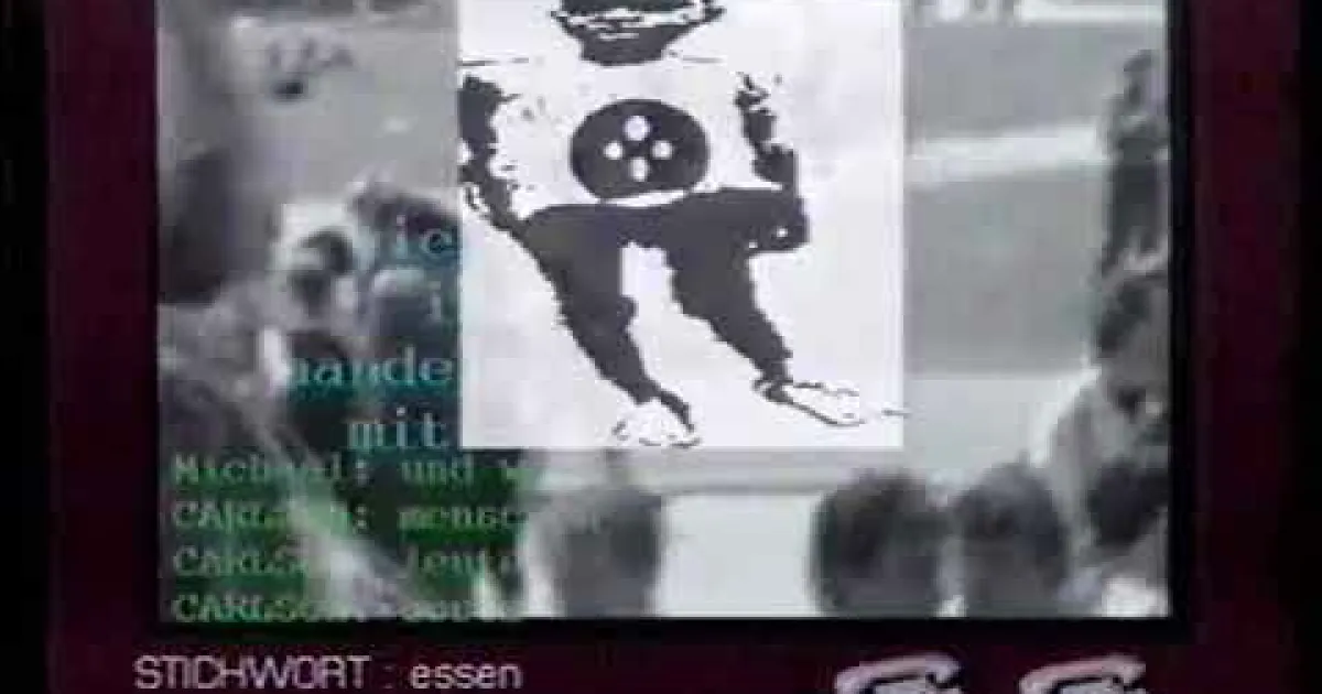 Archive TV image of Van Gogh TV on 3sat: a drawn figure and the modem and telephone numbers