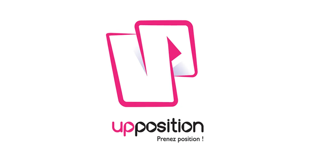 Pink Upposition logo with the slogan “Prenez position !” (Take a stand!)